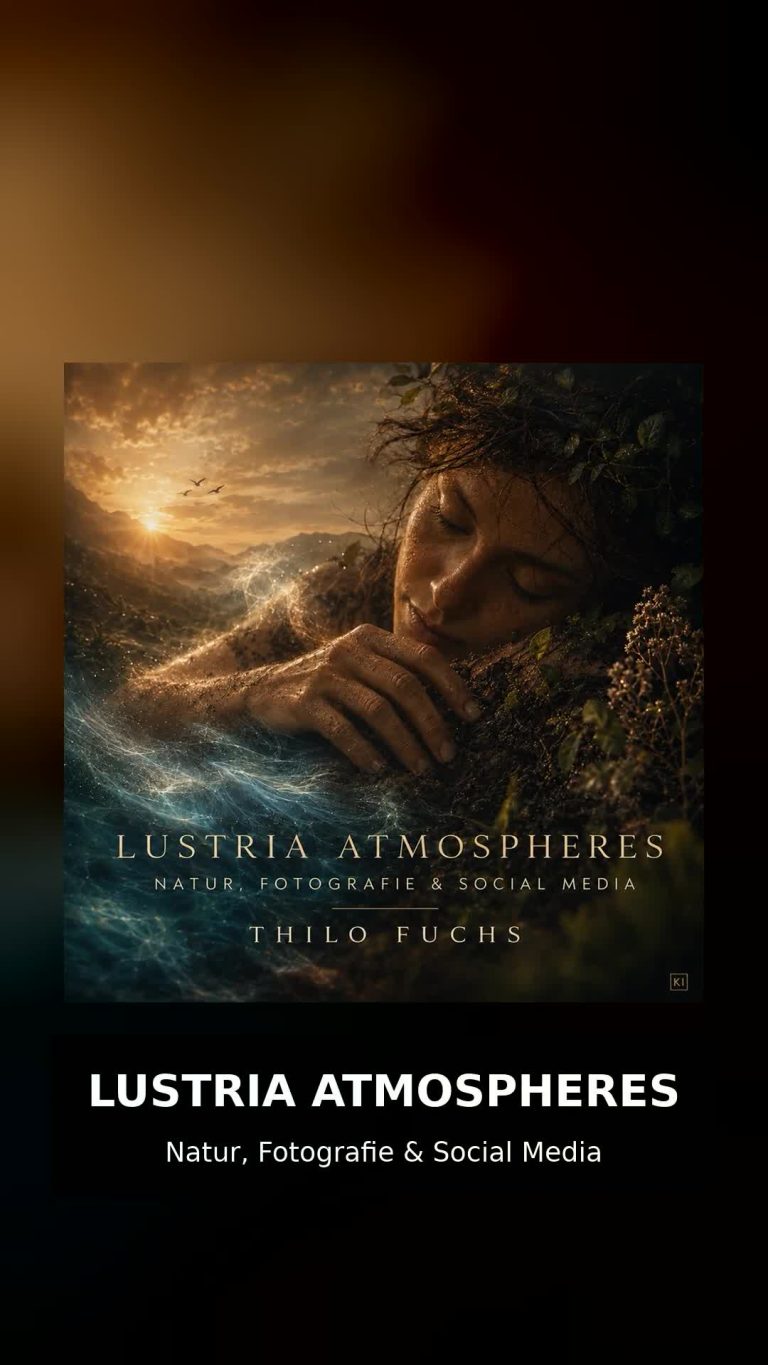 Vorschaubild zum Reel Lustria Atmospheres von Thilo Fuchs mit dem Albumcover vor einer Landschaft aus Wasser und Abendlicht.