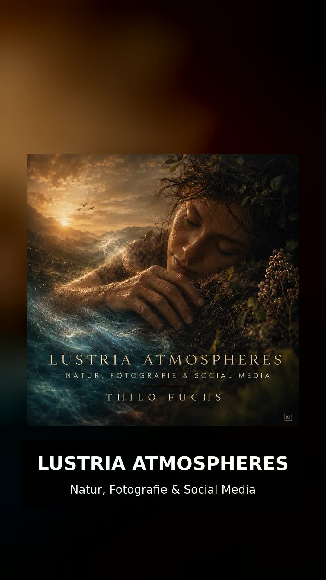 Vorschaubild zum Reel Lustria Atmospheres von Thilo Fuchs mit dem Albumcover vor einer Landschaft aus Wasser und Abendlicht.